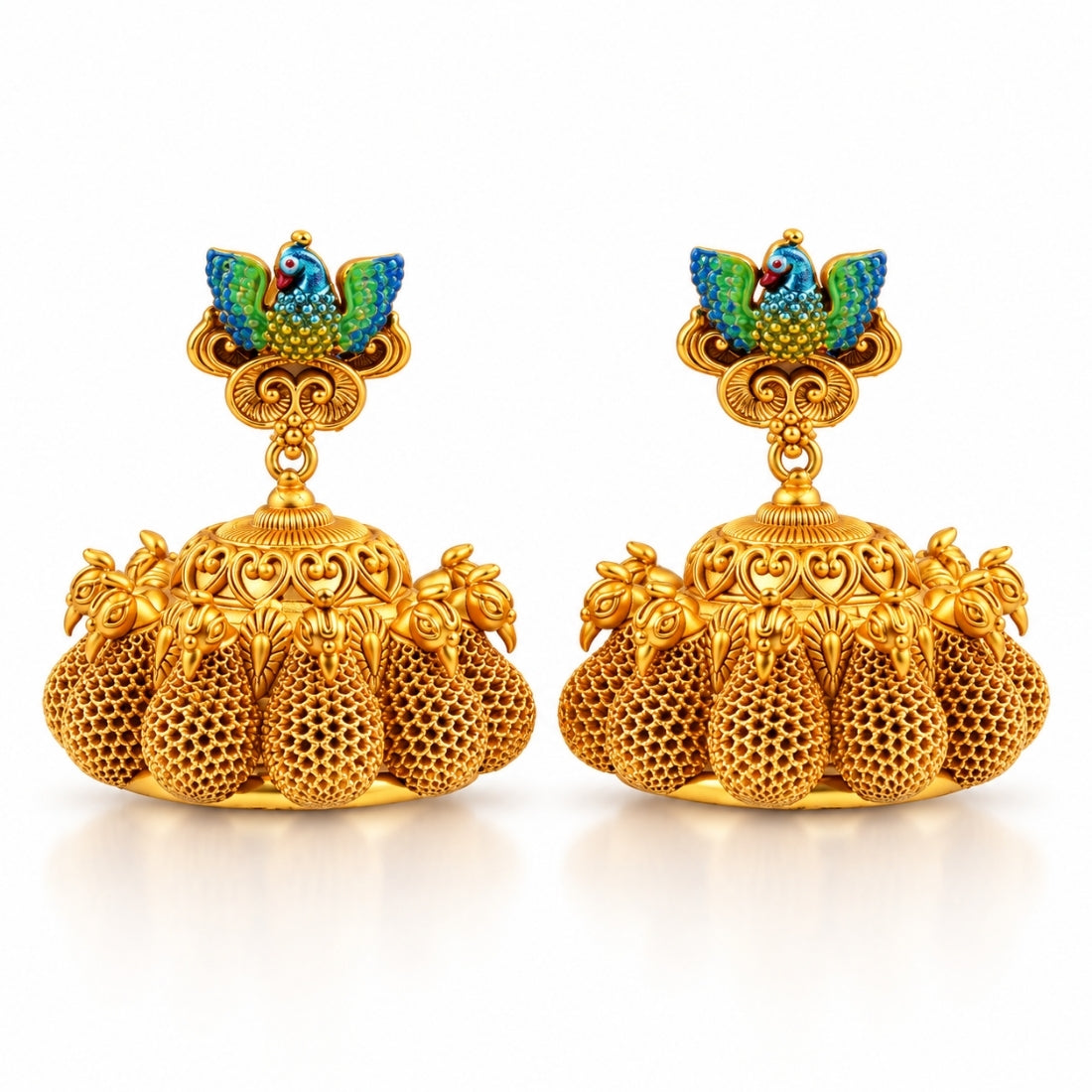 The Mayur Enamel Mesh Heritage Jhumkas