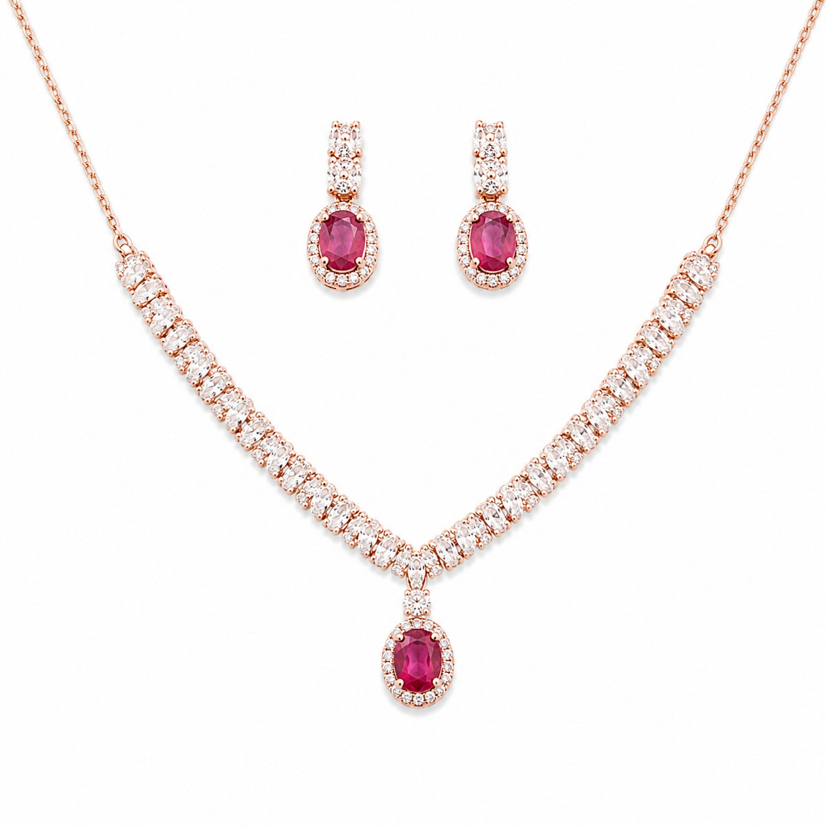 Blush Aura Garland Ruby Drop Necklace