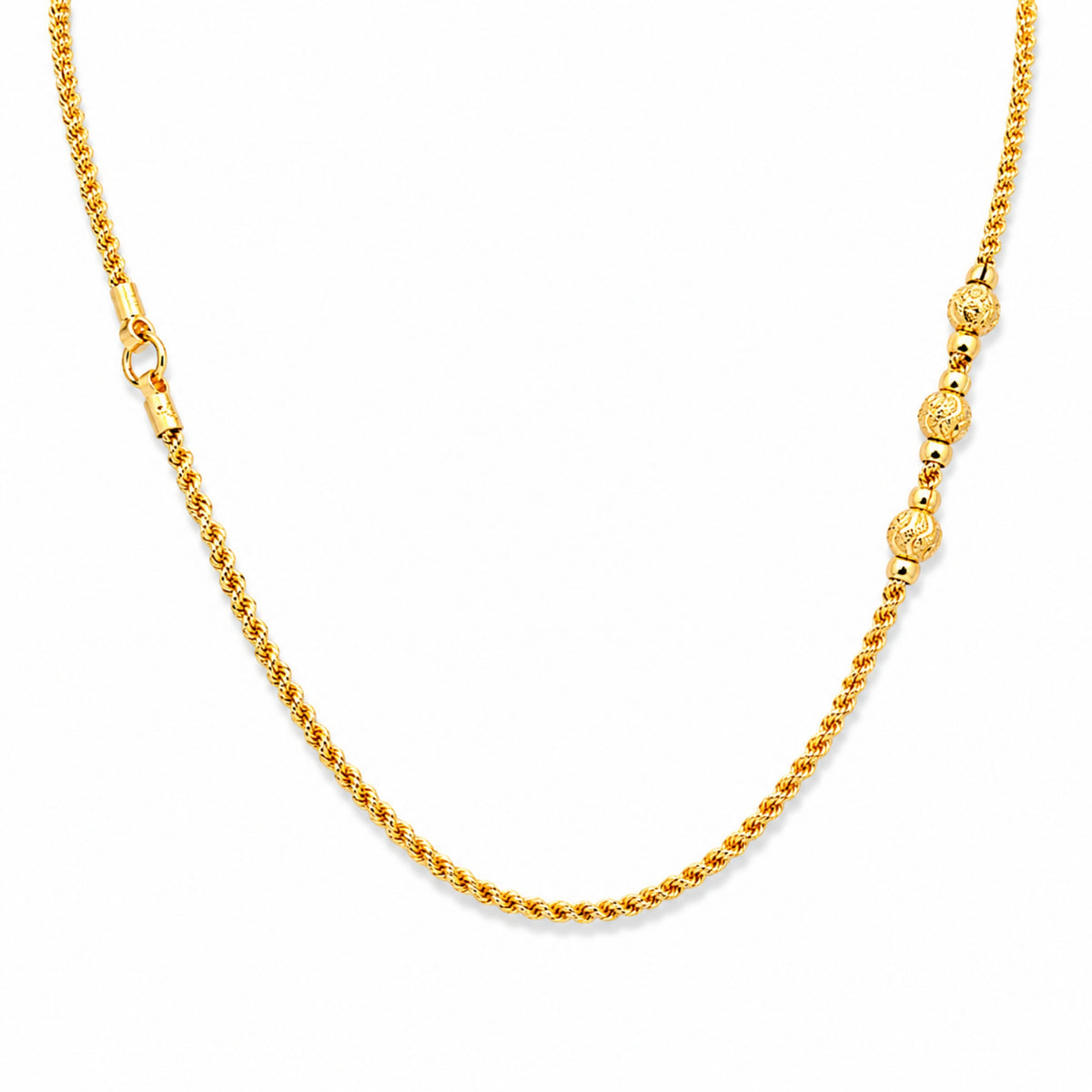 The Triratna Filigree 925 Sterling Silver Three-Bead Mugappu Chain