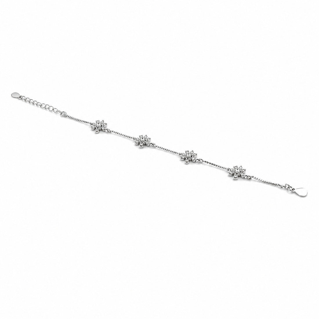 Dainty 925 Sterling Silver Snowflake Station Bracelet