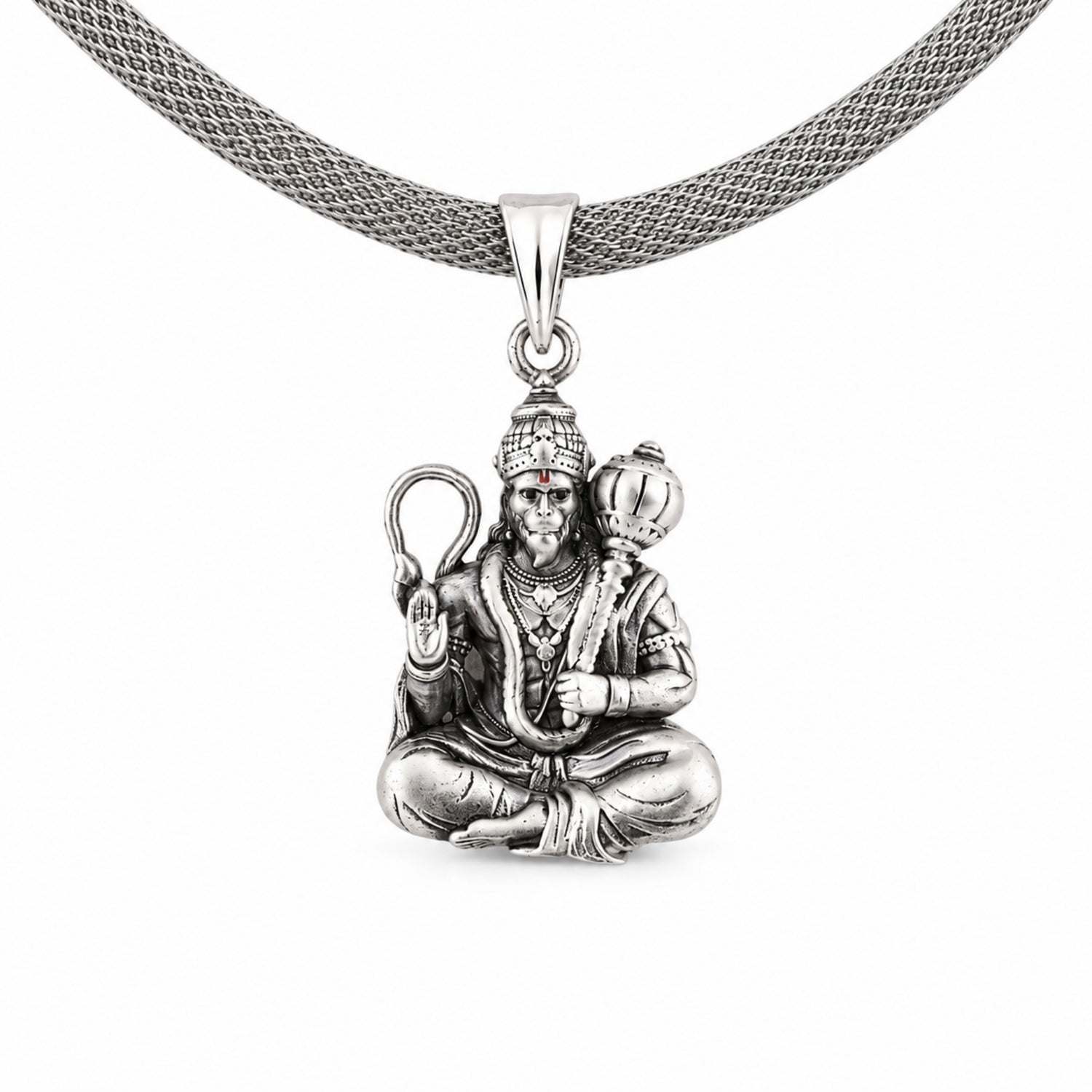The Veer Hanuman  925 Sterling Silver Lord Hanuman Pendant
