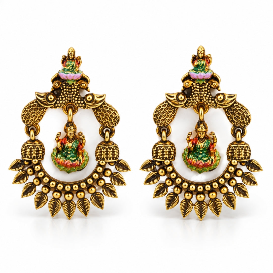 The Mayura Lakshmi 925 Silver Antique Gold Plated Earrings