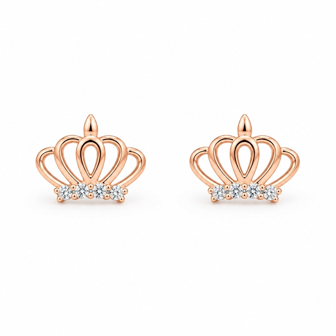 Rose Gold Majestic Crown Openwork Stud Earrings