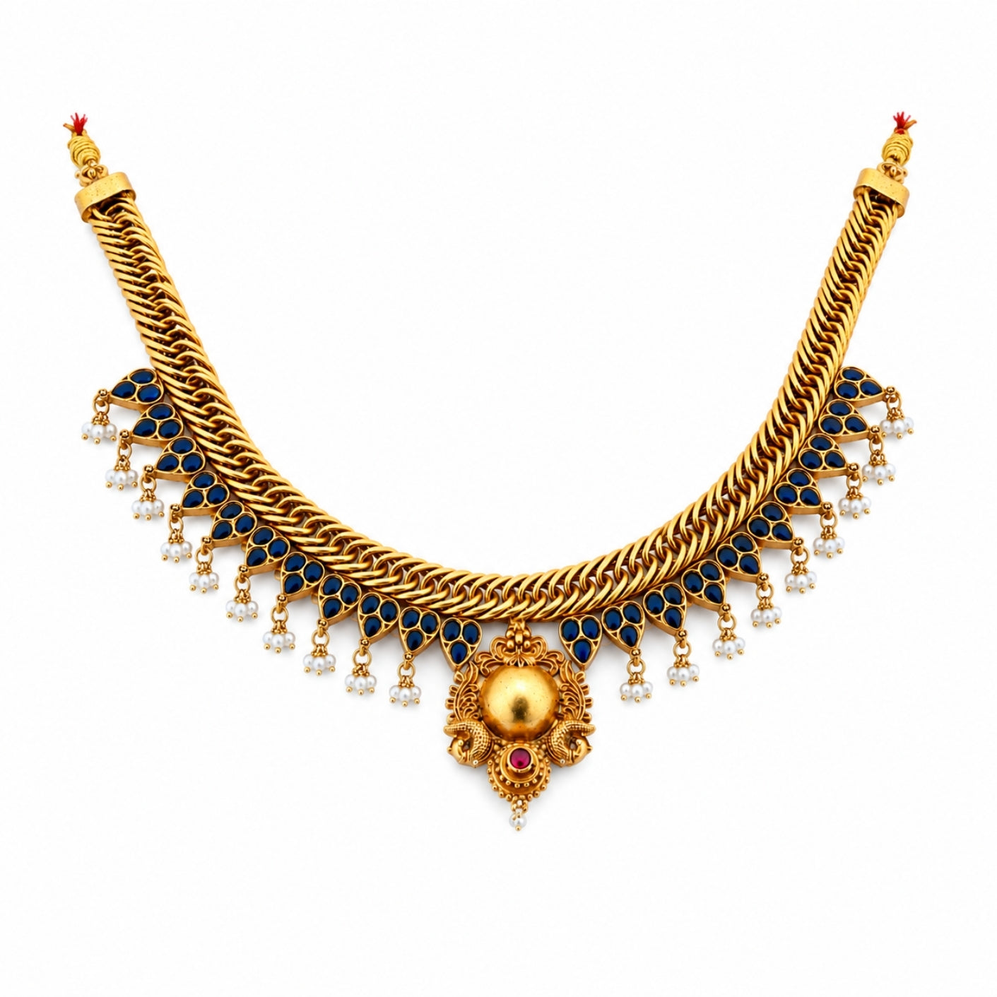 The Charumathi Nakshi Goba 925 Silver Gold Plated Necklace