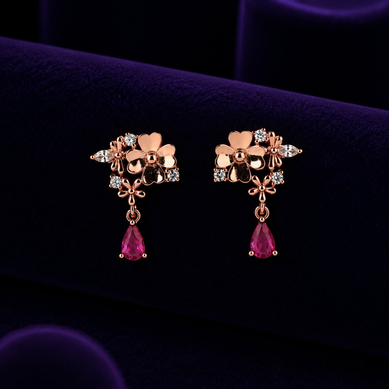 Blossom Drop Ruby 925 silver Studs