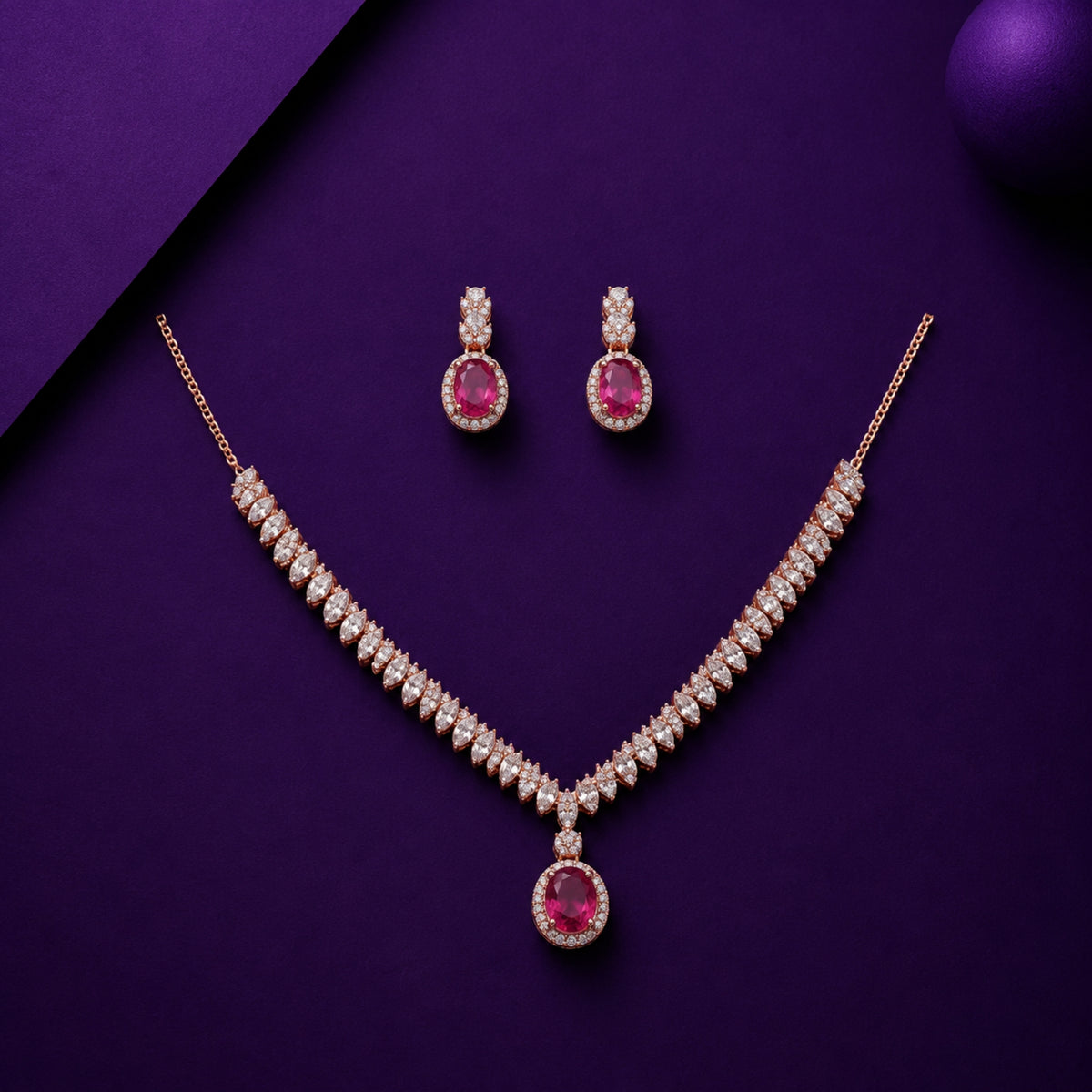 Blush Aura Garland Ruby Drop Necklace