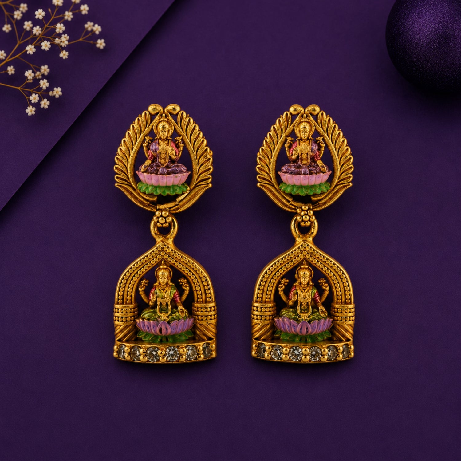 The Padmasana Lakshmi Archway Drops (Gold-Plated 925 Sterling Silver)
