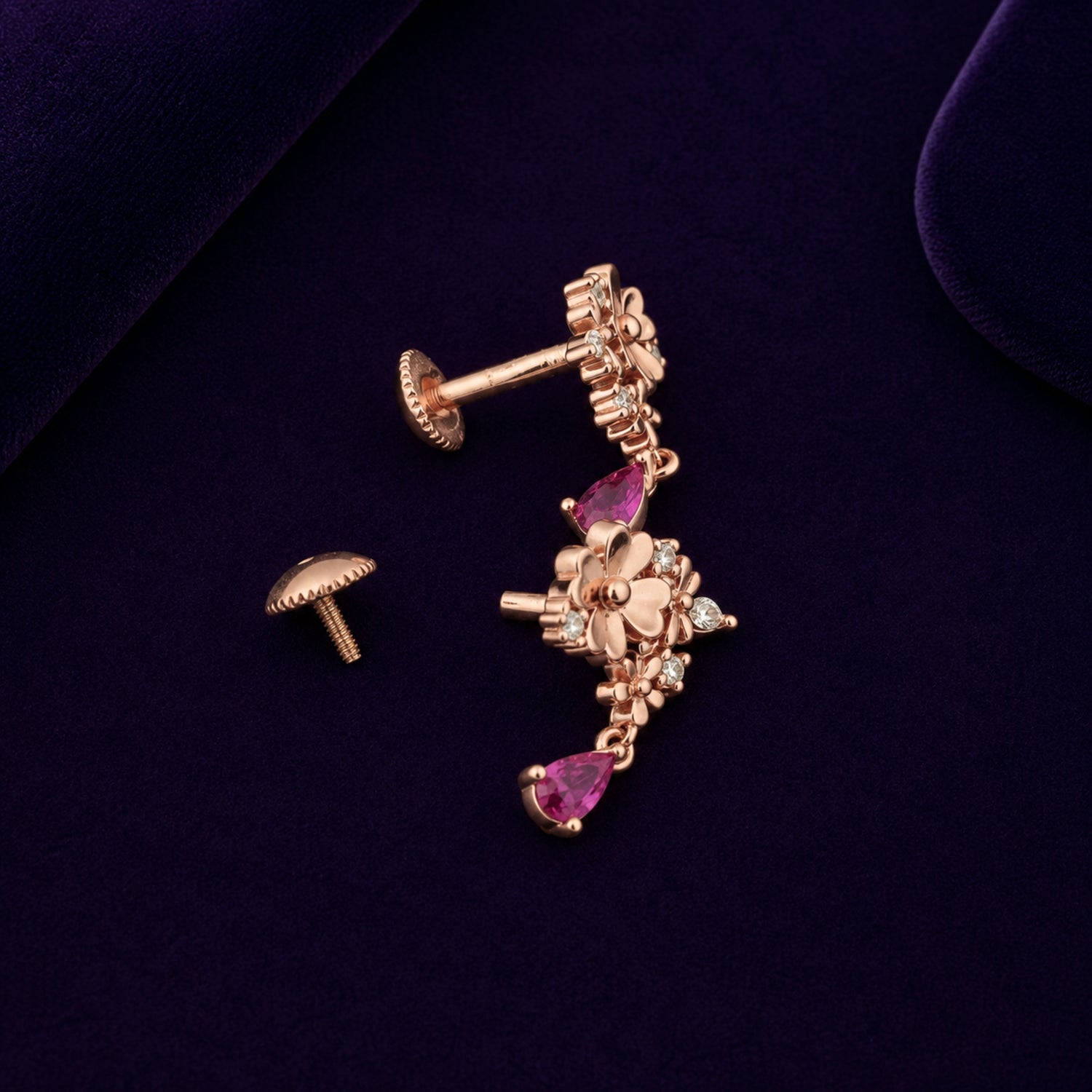 Blossom Drop Ruby 925 silver Studs
