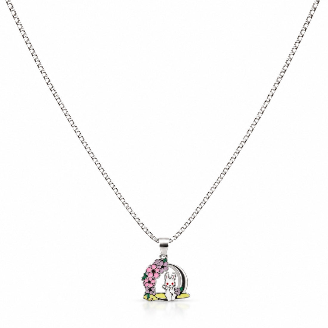 Blossoming Moon Bunny 925 Silver Chain