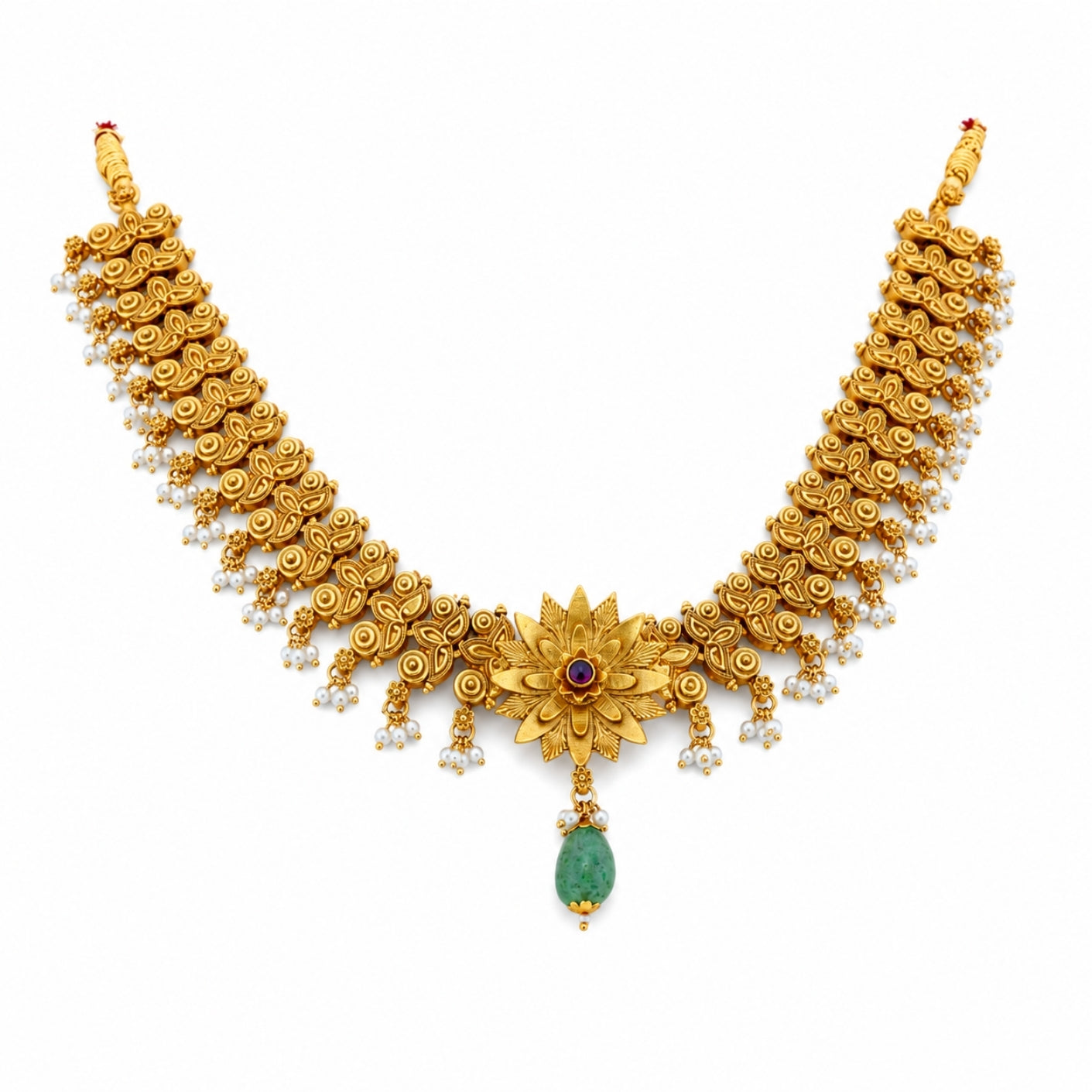 Lotus Bloom Antique  925 Silver Gold Plated Necklace