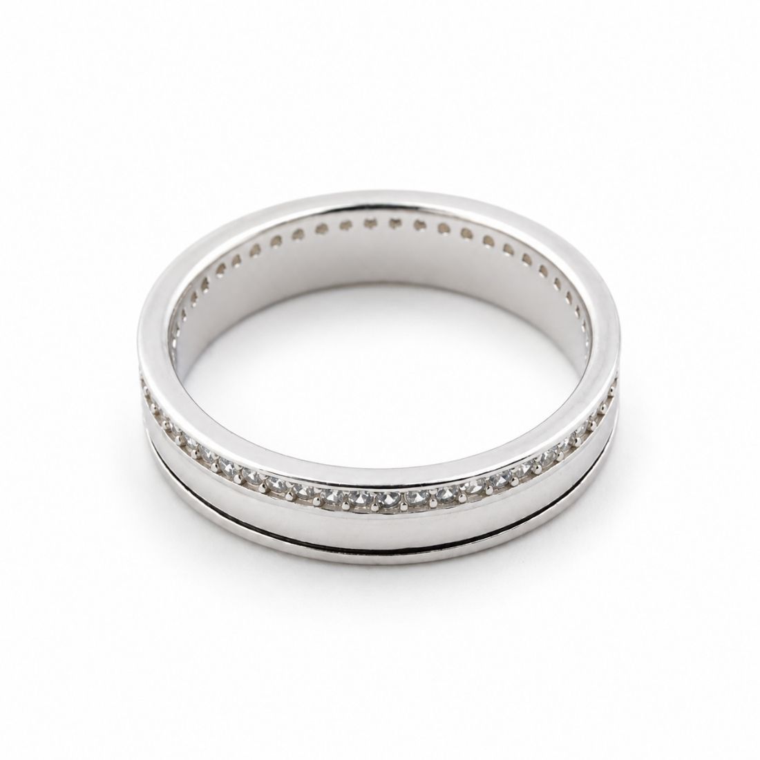 Silver Skyline Dual-Texture 925 Sterling Silver Band