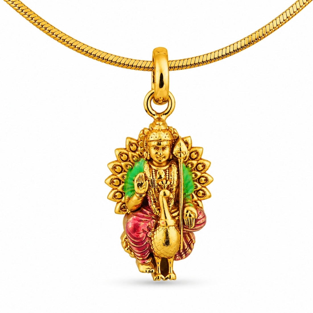 The Divine Velvisha Lord Murugan 925 Silver Gold-Plated Pendant