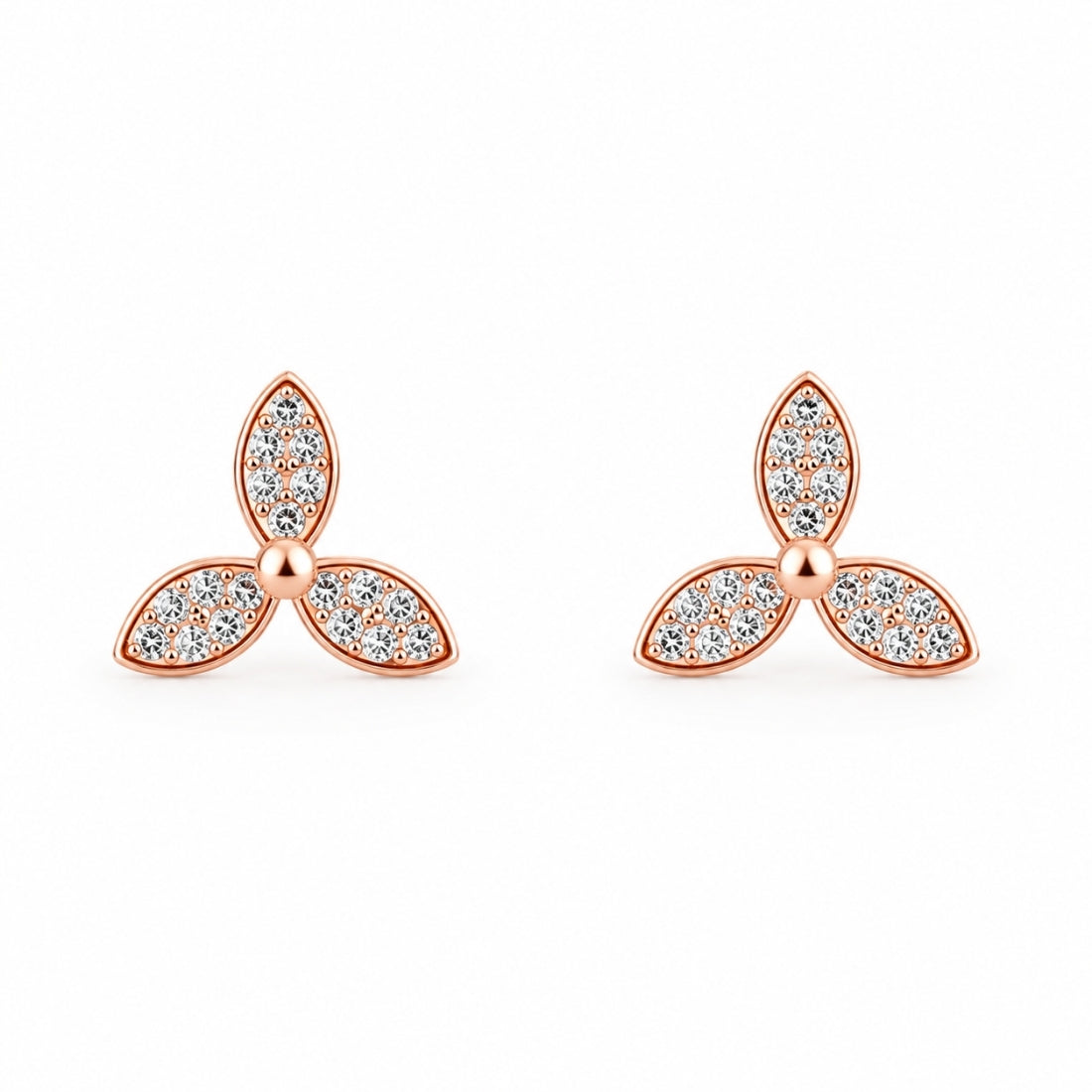 Rose Gold Pavé Marquise Petal Stud Earrings