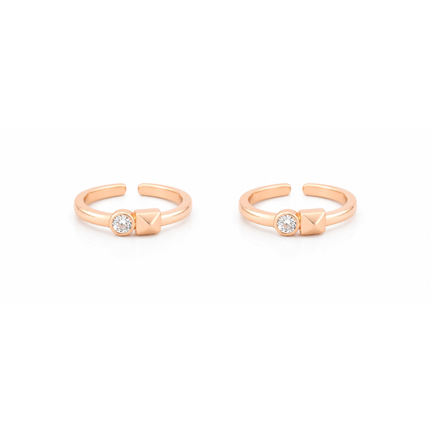 Geometric Harmony Studded Rose Gold Adjustable Toe Rings