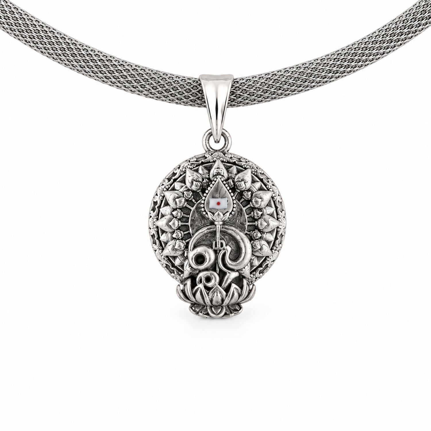 925 Sterling Silver Lord Murugan Vel Pendant.