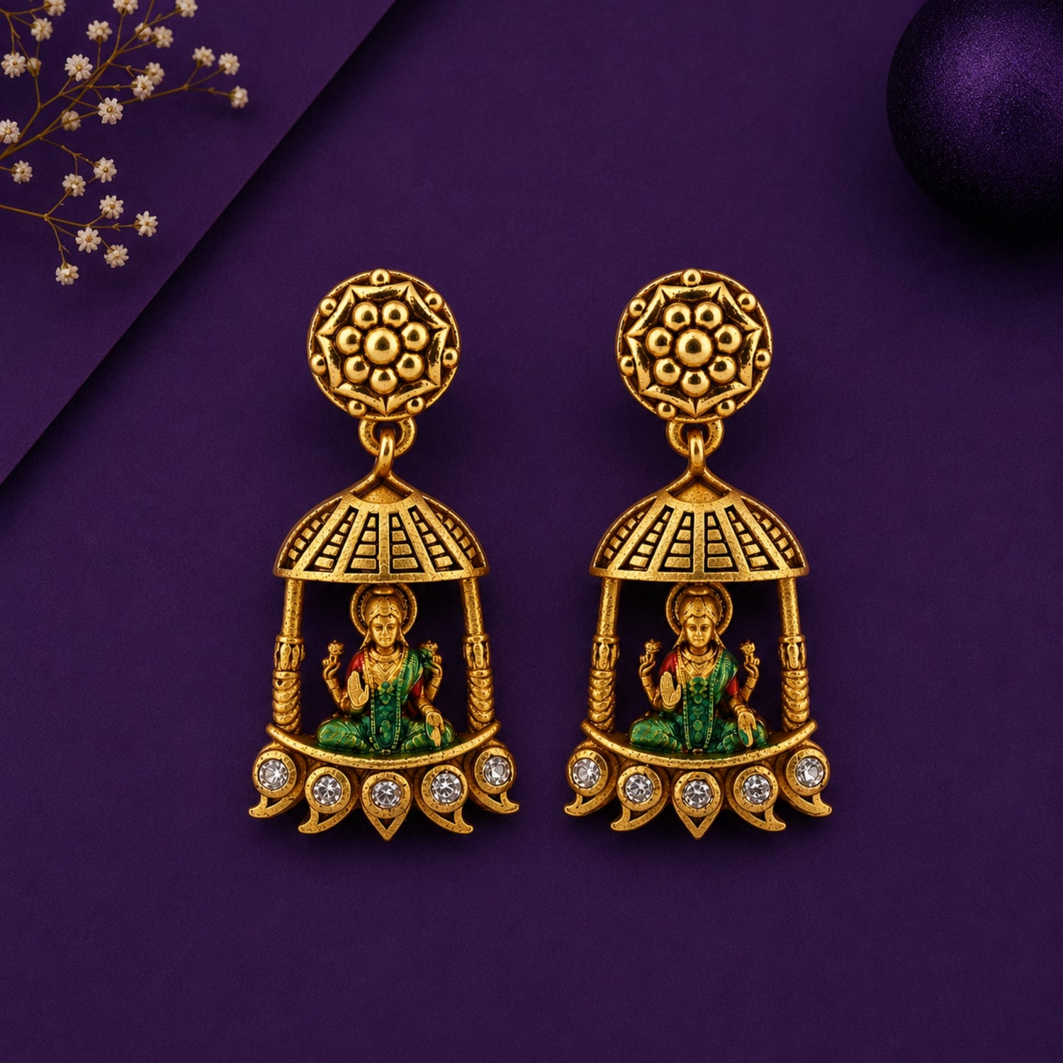 The Vaibhav Lakshmi Pavilion Jhumkas (Gold-Plated 925 Sterling Silver)