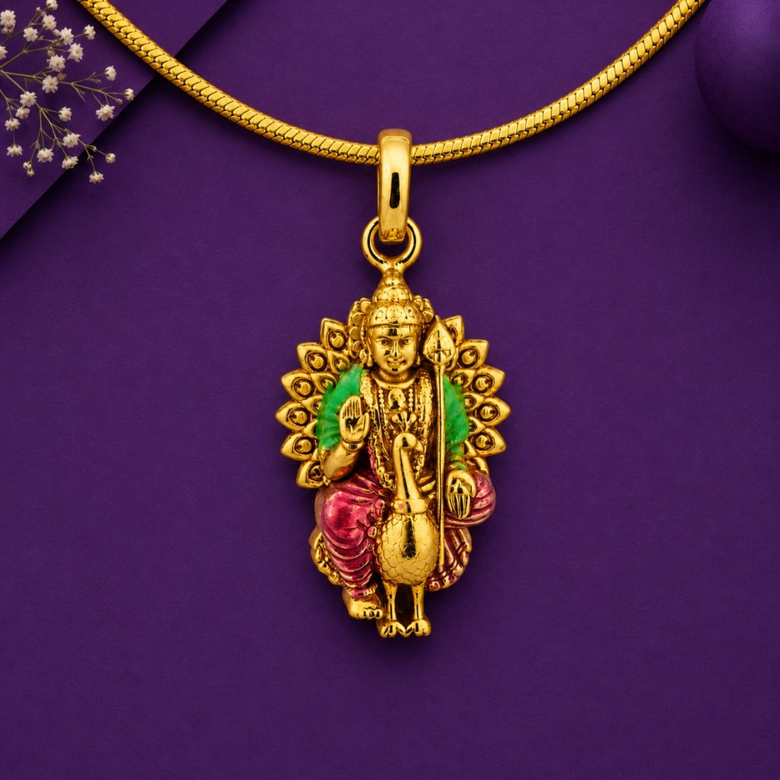The Divine Velvisha Lord Murugan 925 Silver Gold-Plated Pendant