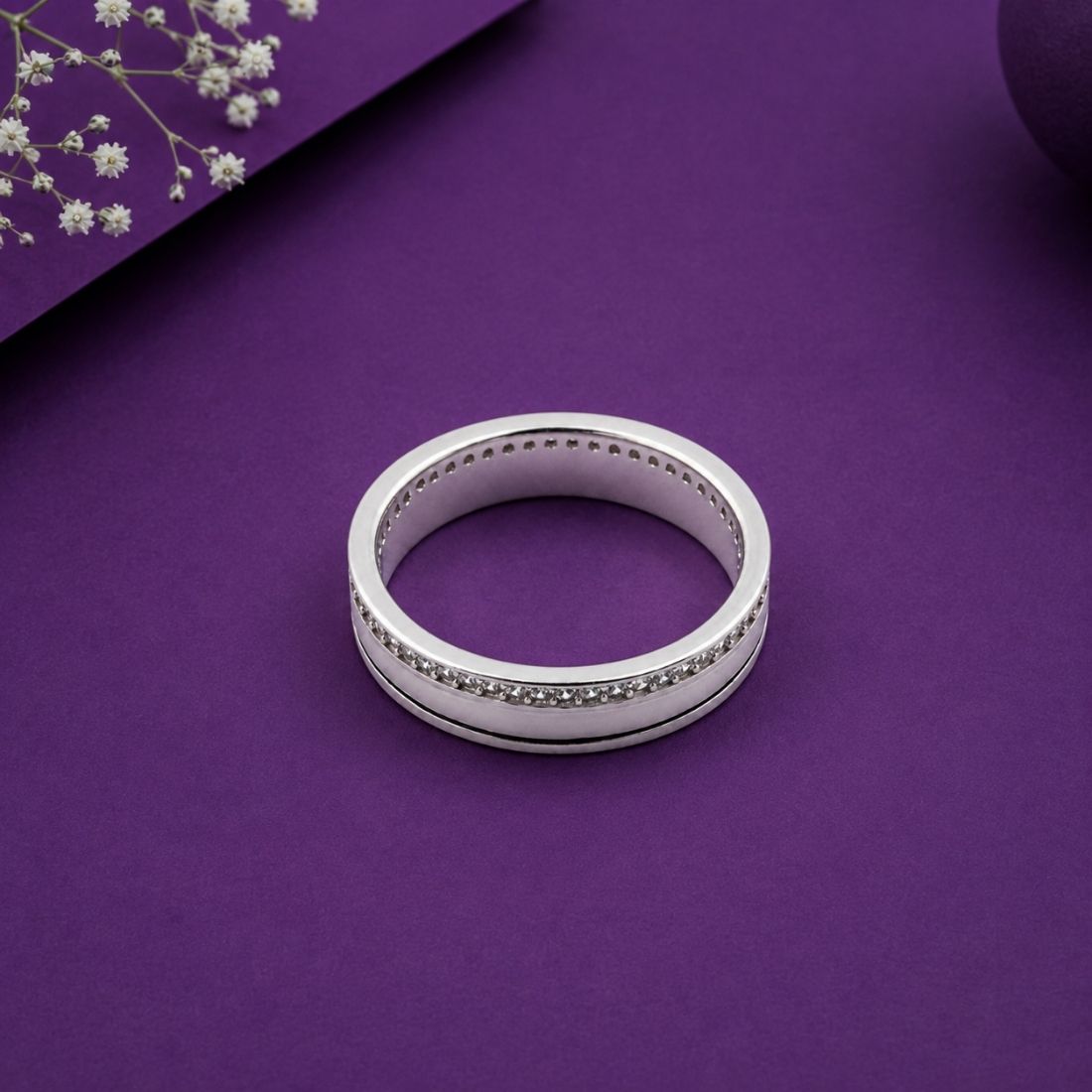 Silver Skyline Dual-Texture 925 Sterling Silver Band
