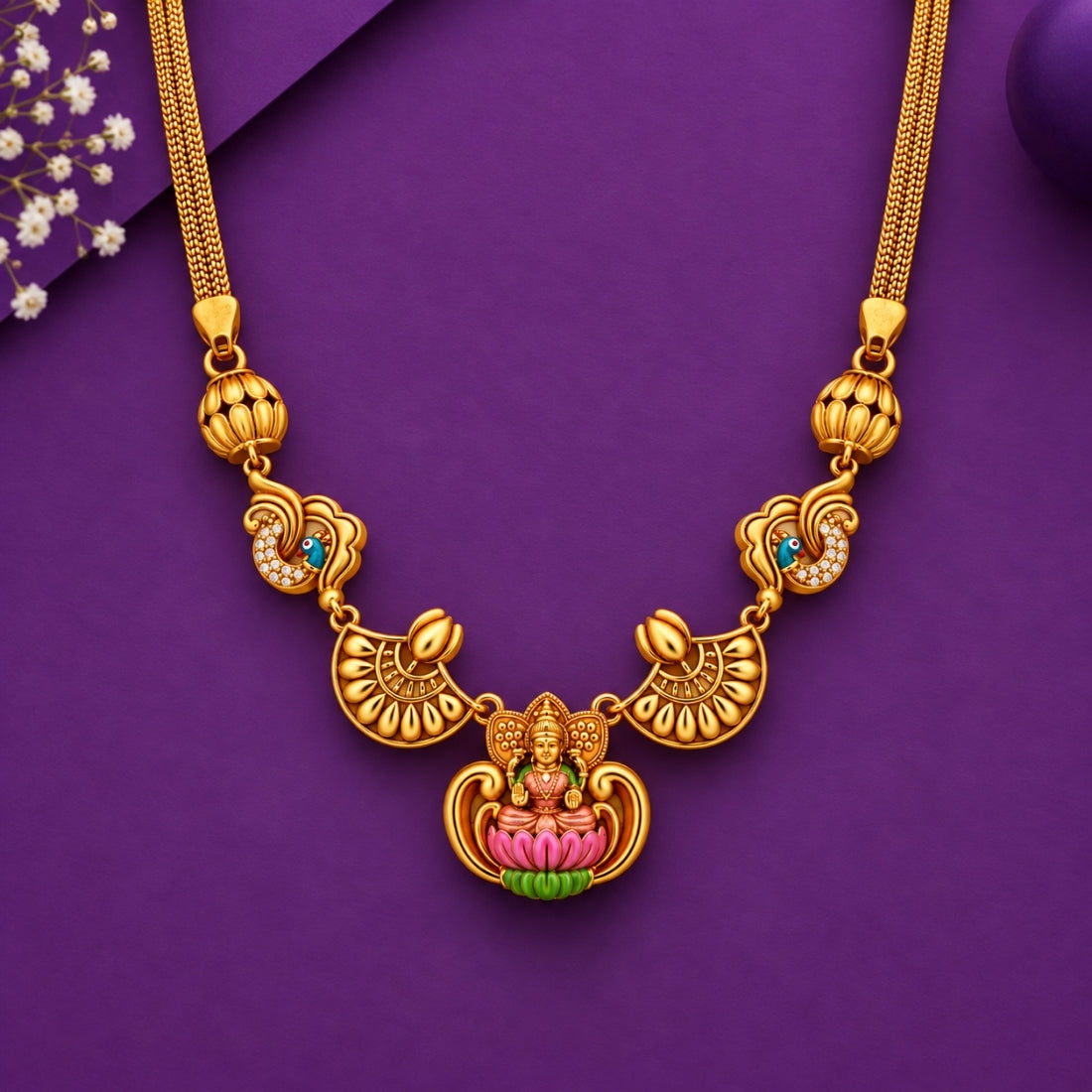 The Royal Lakshmi Padma Peetham Enamel Necklace
