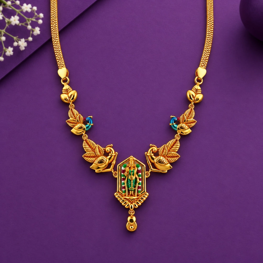 The Krishna Mayur Enamel Shrine Necklace