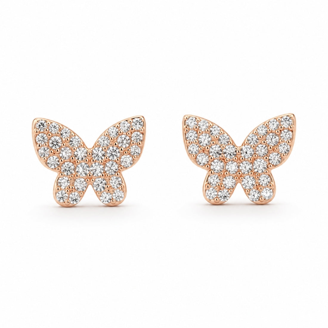 Rose Gold Pavé Sparkling Butterfly Stud Earrings