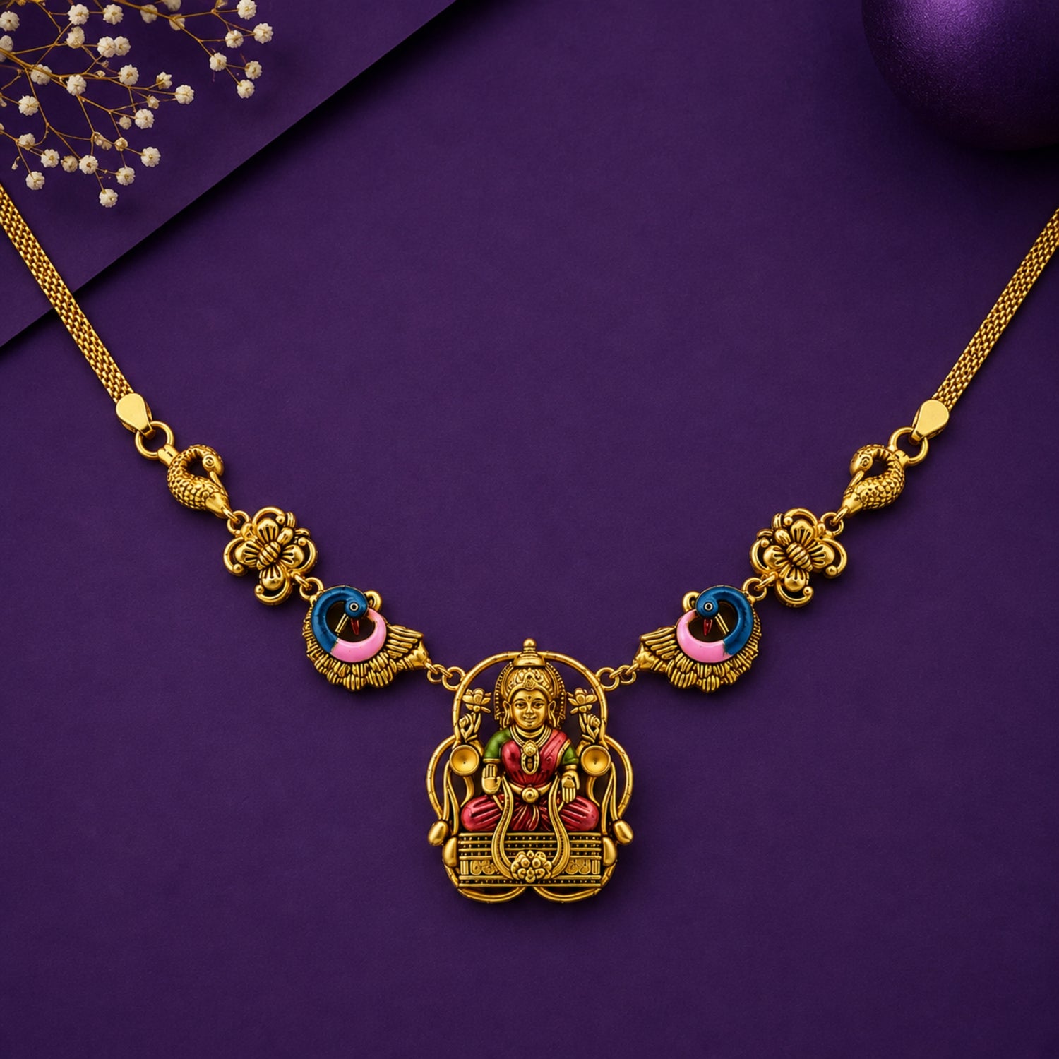 The Peacock Lakshmi Enamel 925 Silver Choker