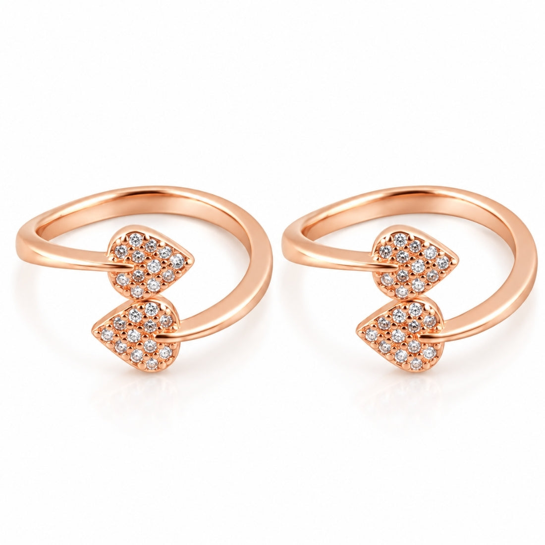 Everlasting Love Twin Heart Bypass 925 Silver Toe Rings