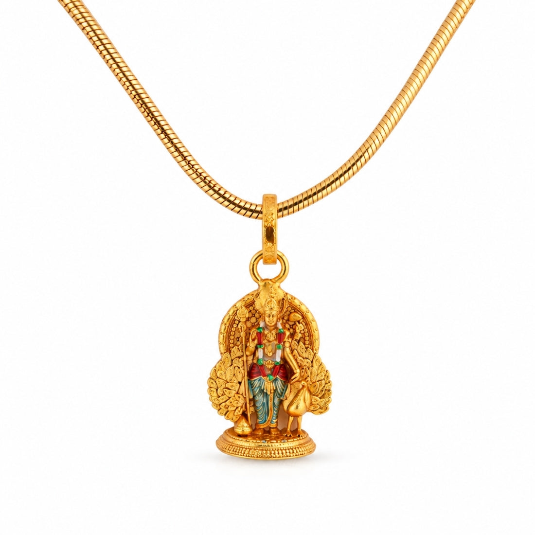 The Murugan Devasena 925 Silver Gold Plated Figurine Pendant