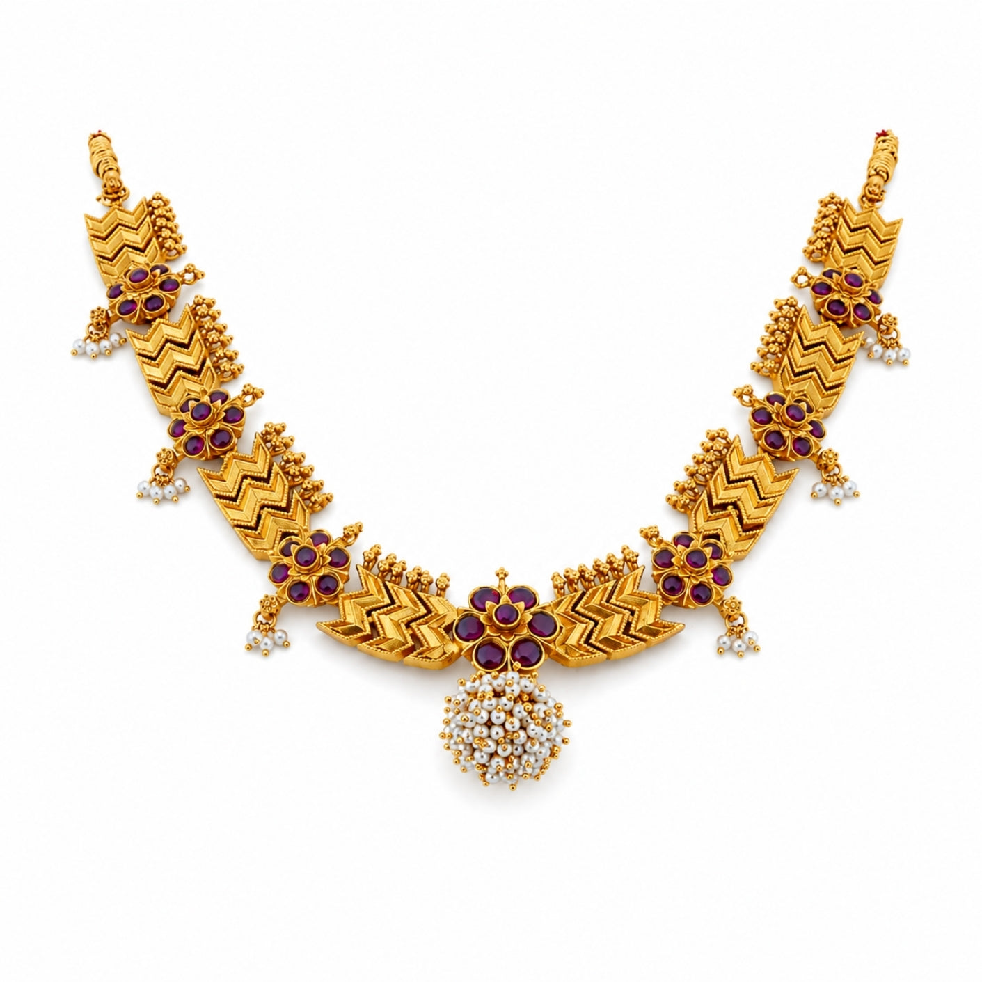 The Tarika Guttapusalu Chevron 925 Silver Gold Plated Necklace