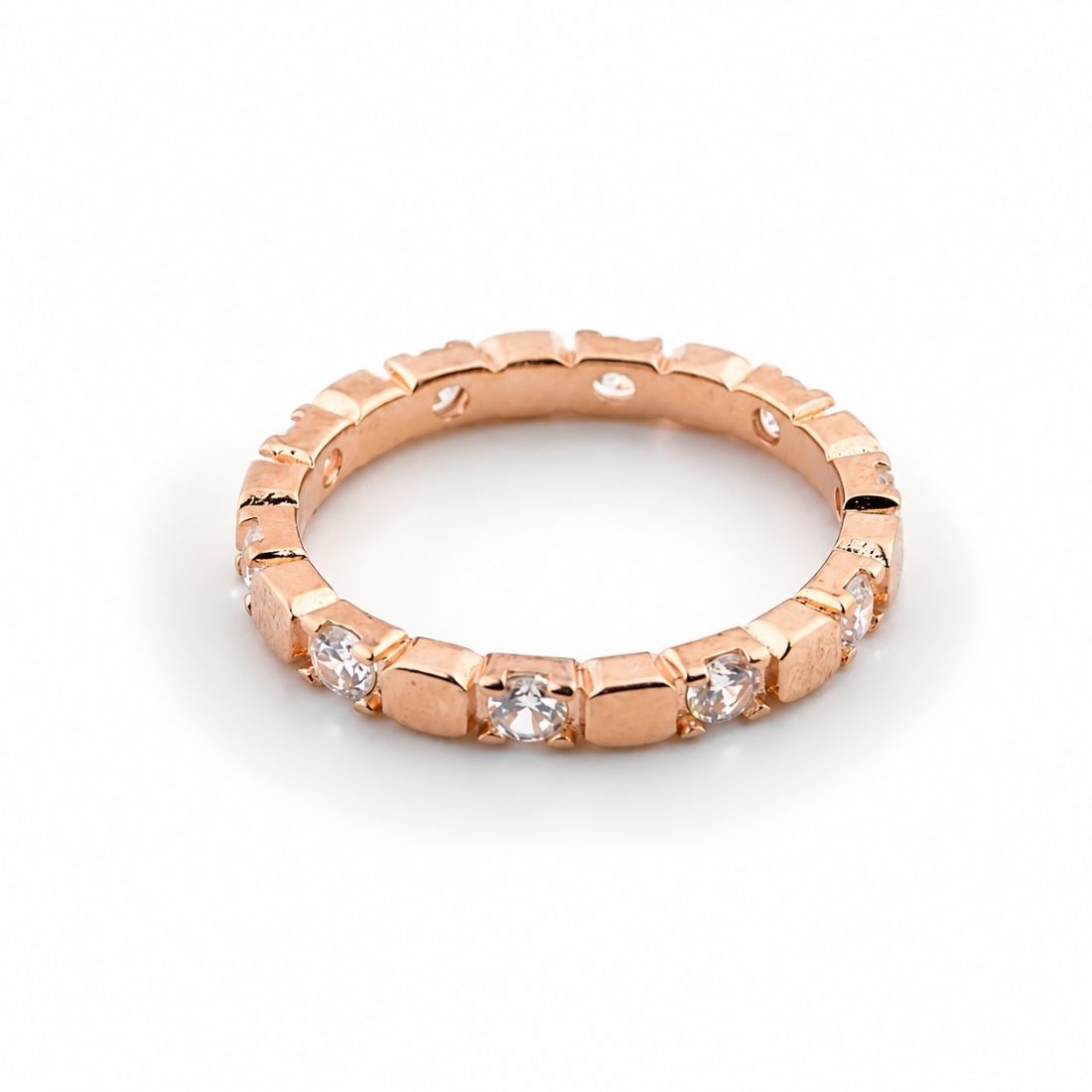 Rose Gold Plated Geometric Station 925 Silver Band