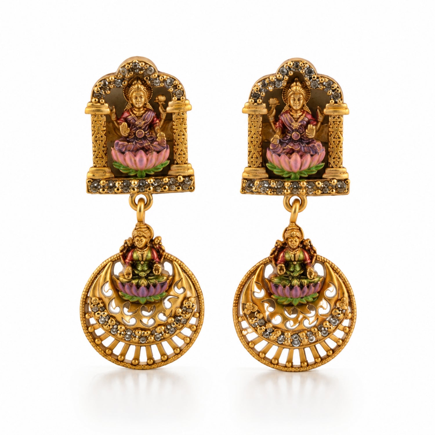 The Devika Lakshmi Chandrabali Drops (Gold-Plated 925 Sterling Silver)