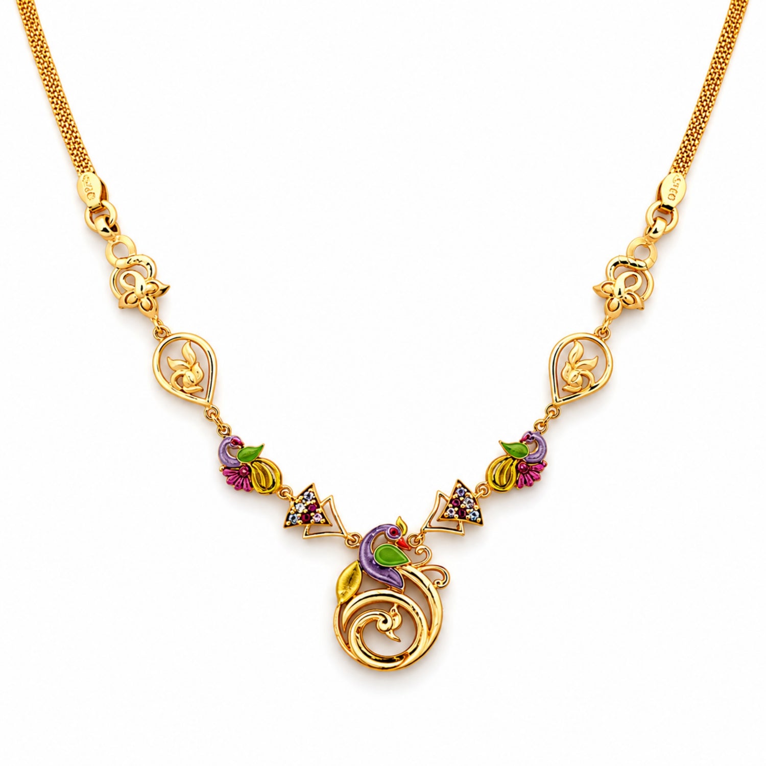 Mayura Enamel Antique Silver Necklace