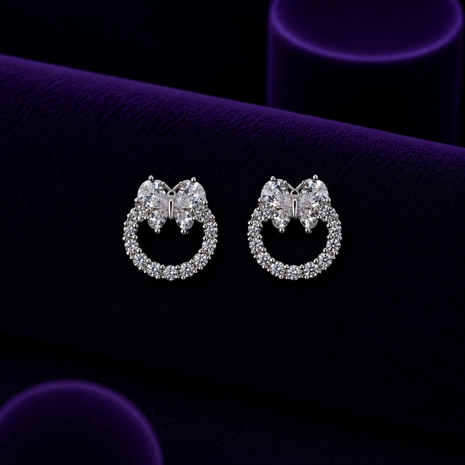 Crystal Monarch Wreath 925 silver Studs