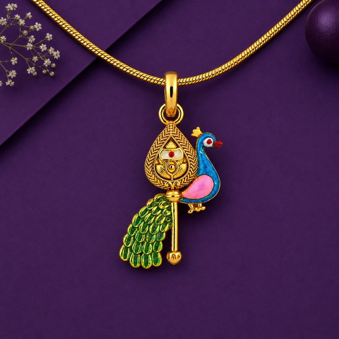 The Mayil-Vel Devotional 925 Silver Gold-Plated Pendant