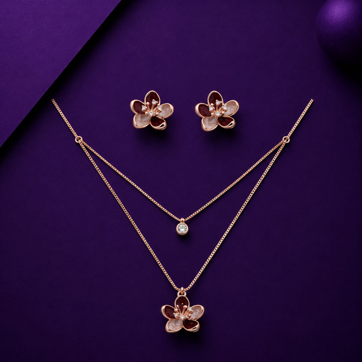 The Rose Gold Enamelled Blossom Tiered Necklace