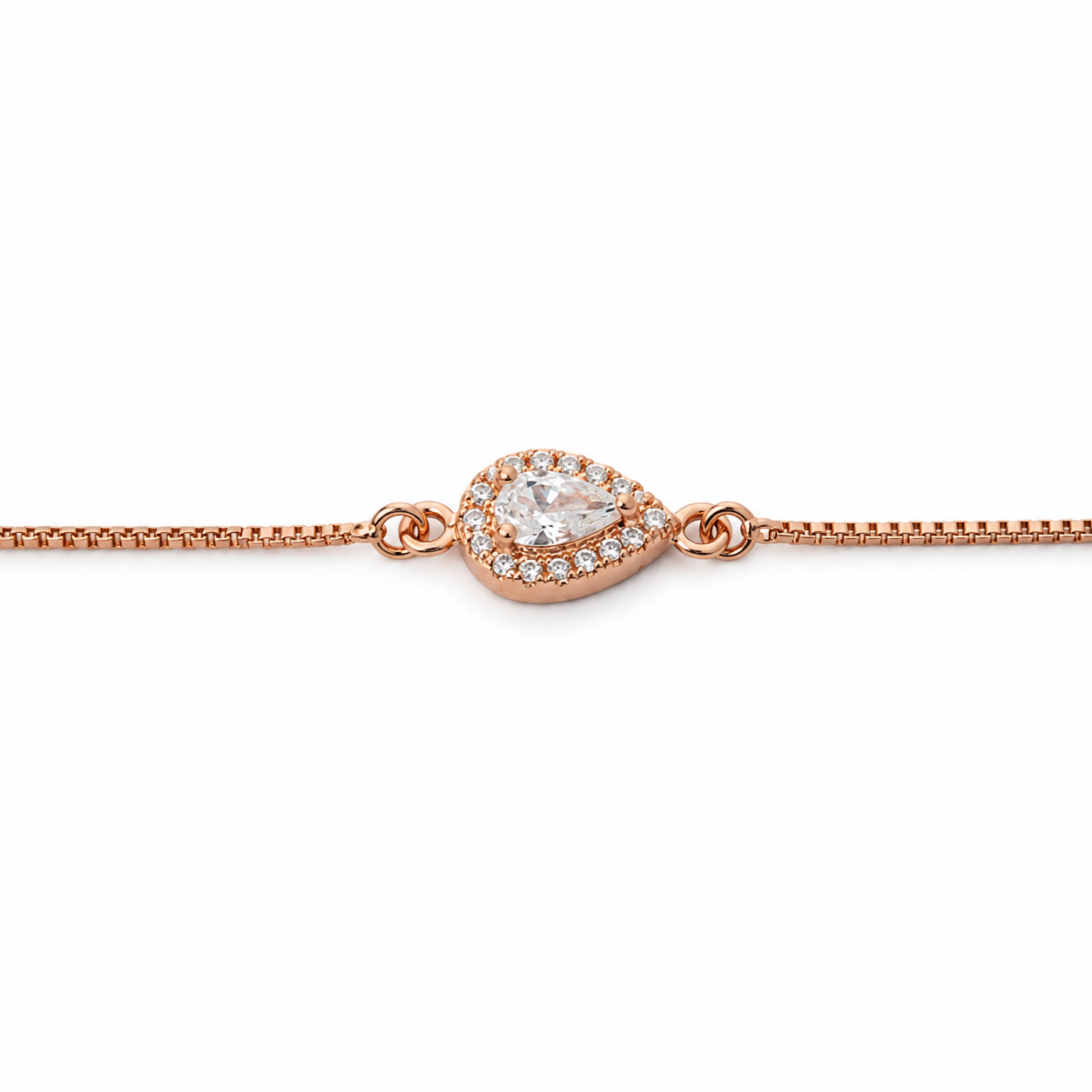 Majestic Teardrop Pave 925 Silver Anklet