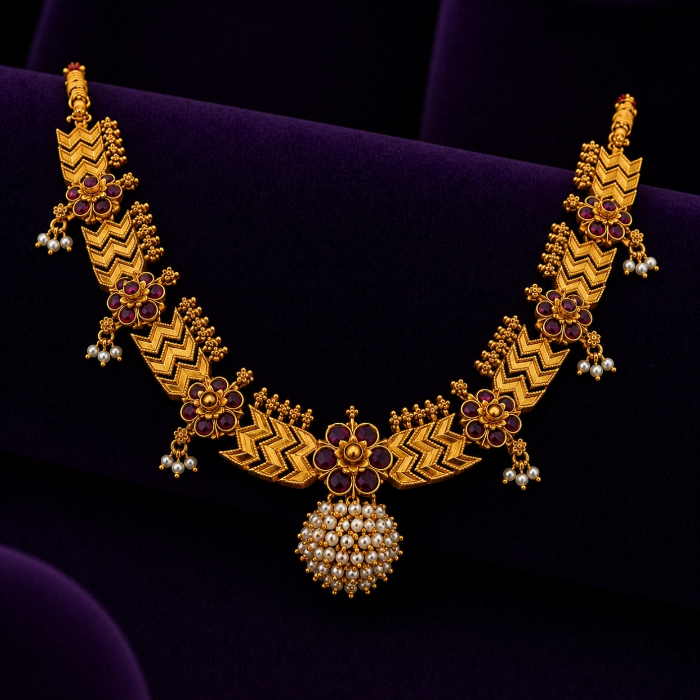 The Tarika Guttapusalu Chevron 925 Silver Gold Plated Necklace