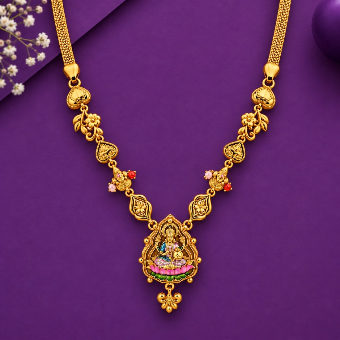 The Divine Lakshmi Padma Peetham Festoon Necklace