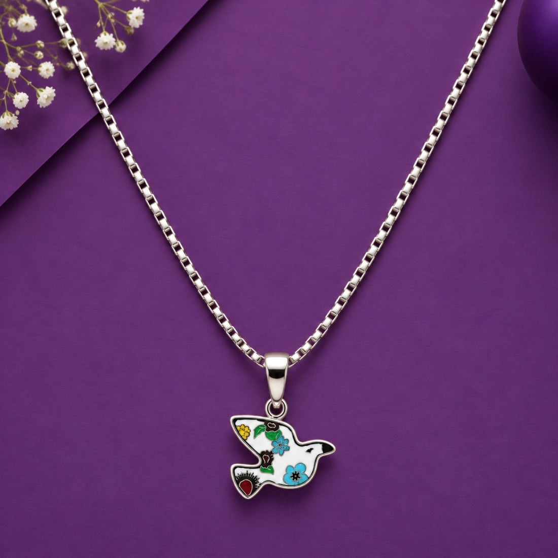 Mosaic Floral Avian 925 Silver Chain