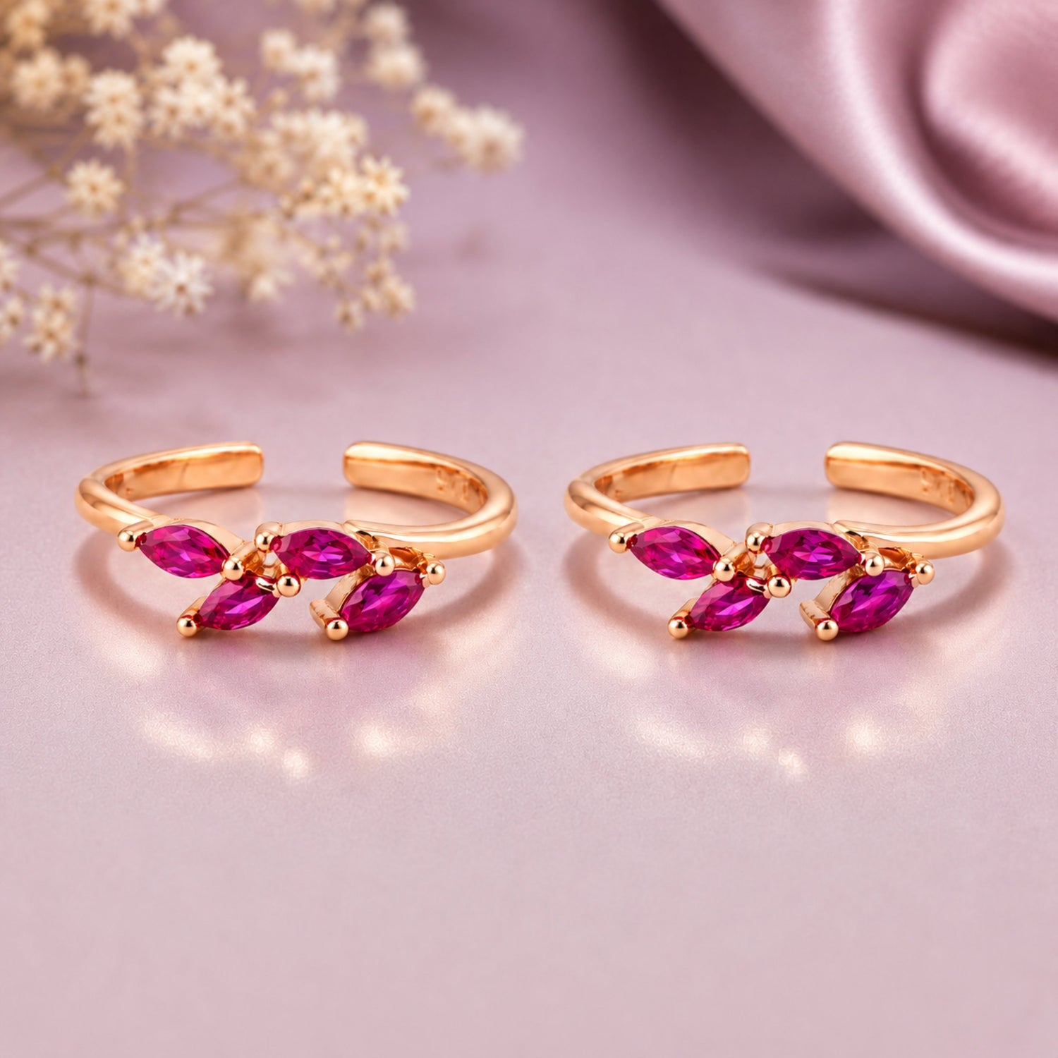 Ruby Laurel Marquise Rose Gold Adjustable Toe Rings