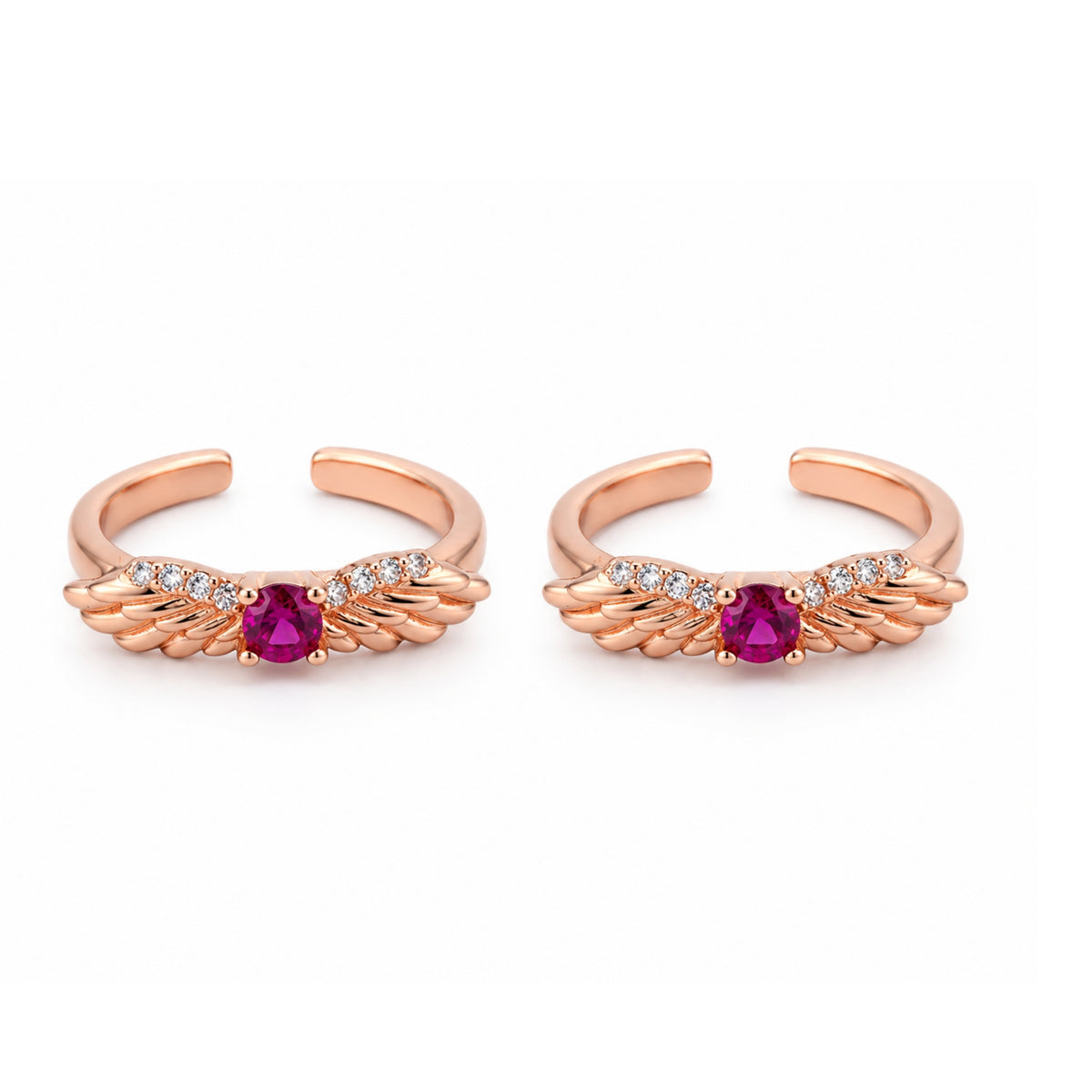 Angelic Wings Crystal Rose Gold Adjustable Toe Rings