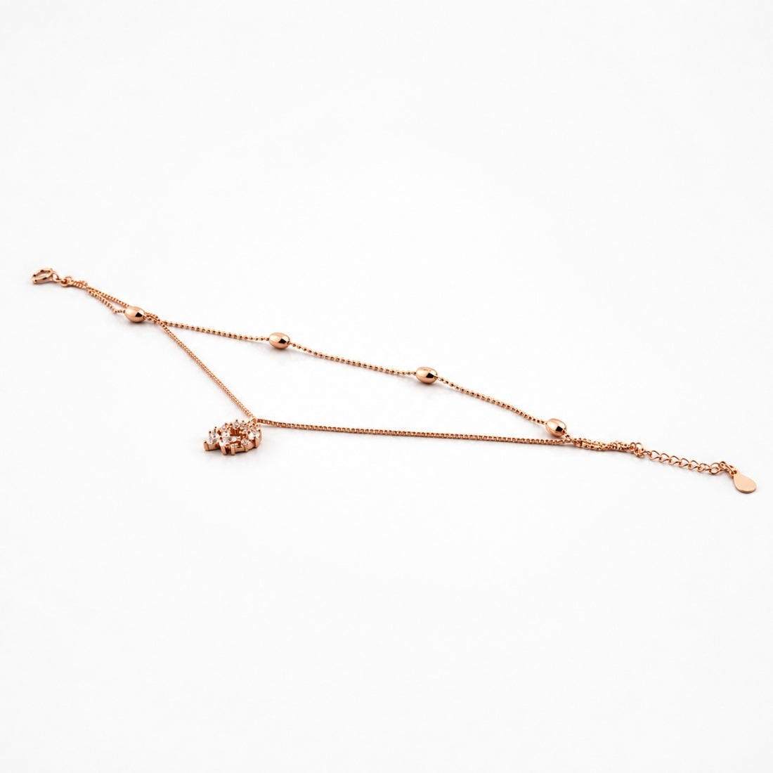 The Dual Essence – 925 Rose Gold Layered Ganesha & Bead Bracelet