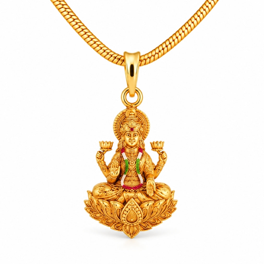 The Lakshmi Padmasana 925 Silver Gold Plated Heritage Pendant
