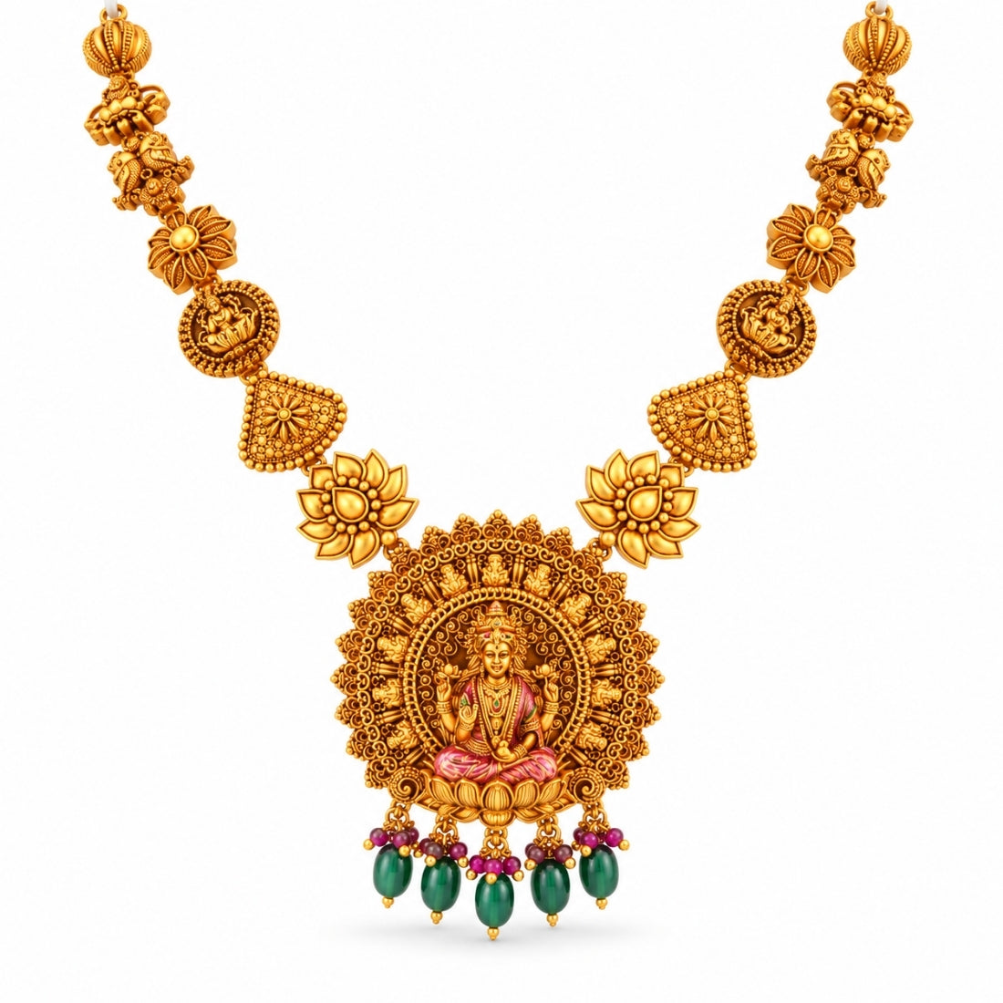 The Vaibhav Lakshmi Sunburst Temple Medallion Necklace
