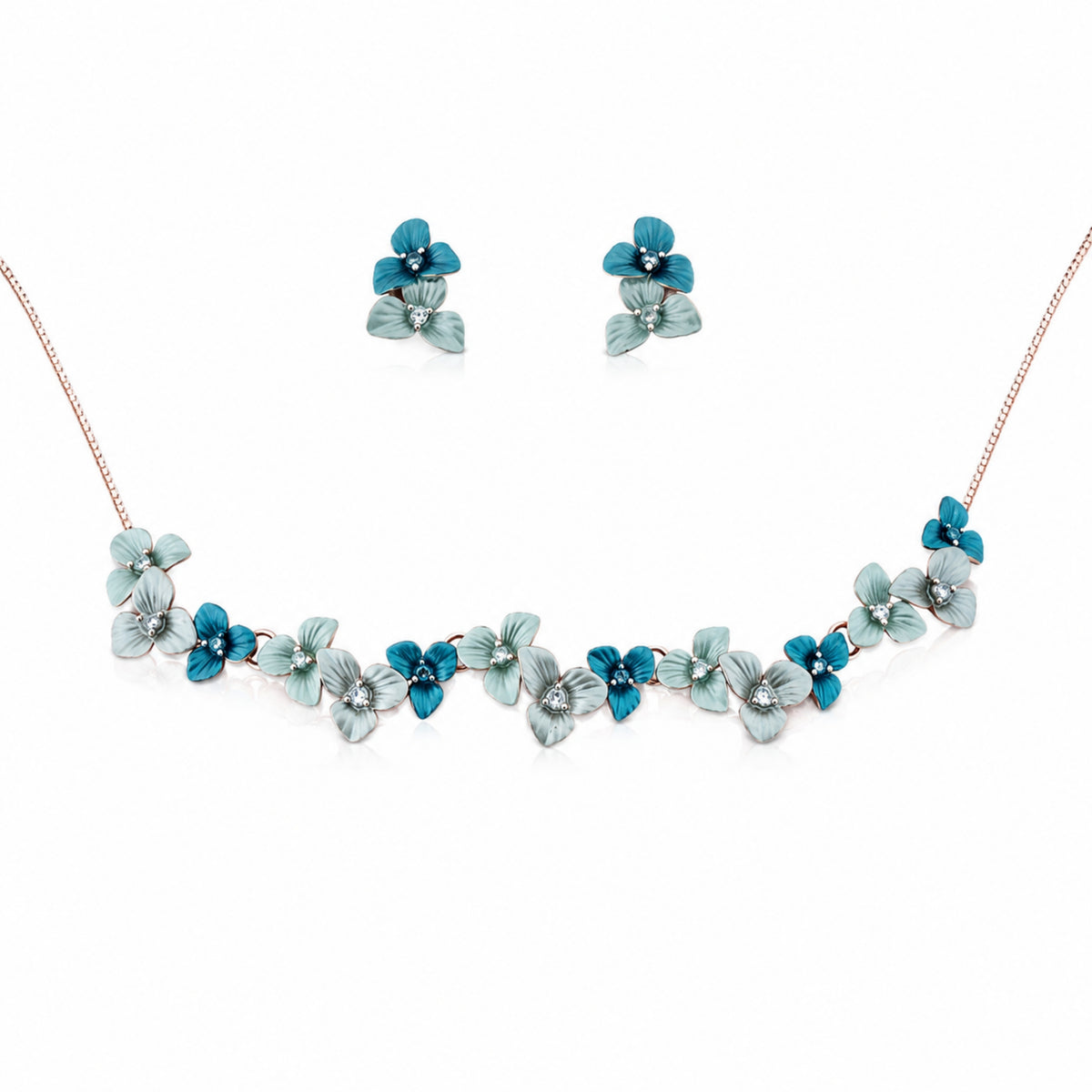 The Enchanted Hydrangea Enamel Necklace Set