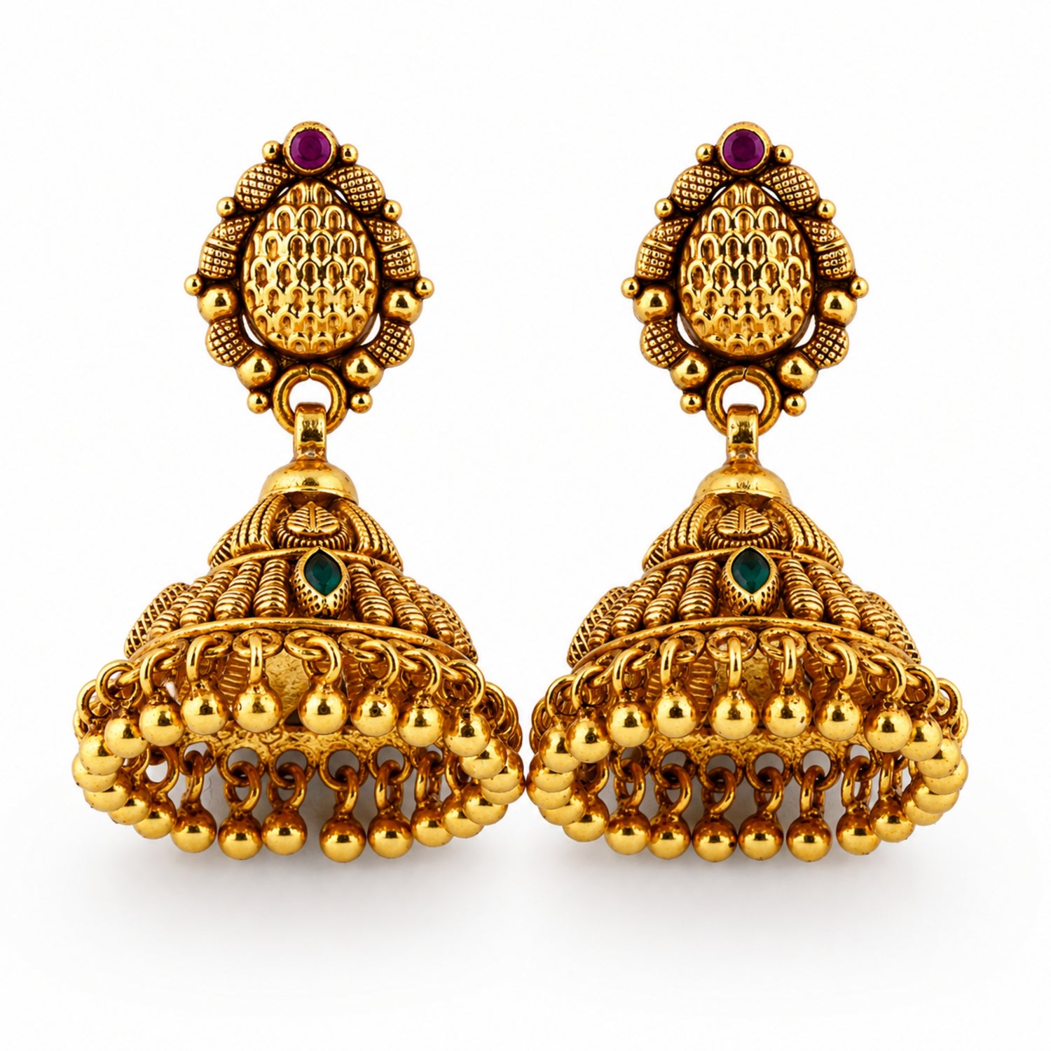 Ananya Heritage Antique Gold-Plated 925 Silver Jhumka