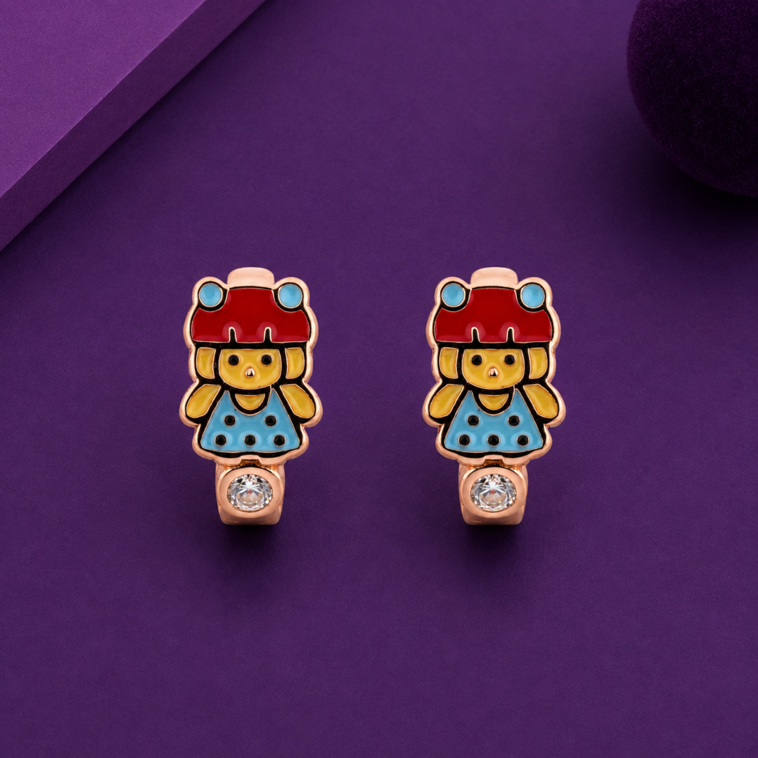 Sweet Storybook Doll 925 Sterling Silver Kids Stud Earrings