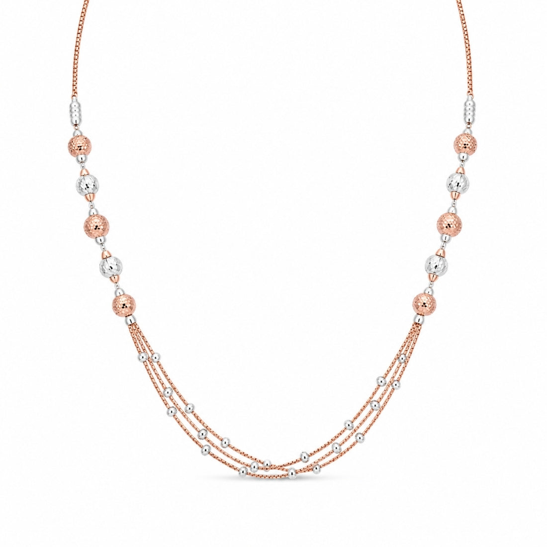 The Rose Gold Multi-Strand Orb Silver Chain