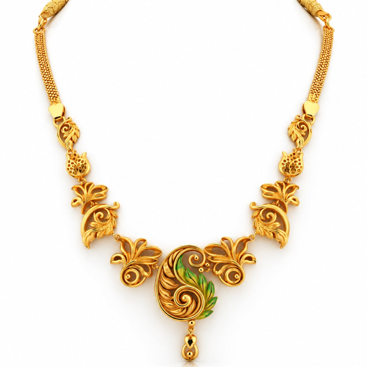 The Royal Mayura Paisley 925 Silver Gold-Plated Necklace
