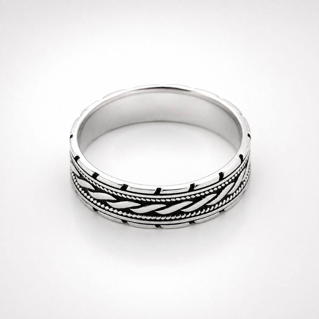 Silver Braided Rope Spinner 925 Sterling Silver Ring